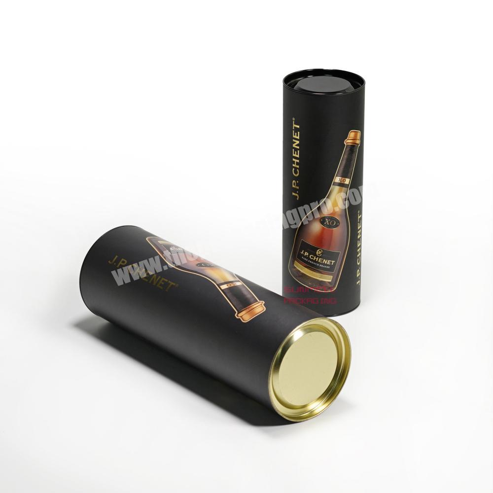 custom logo luxury round paper tube champagne or whisky bottle packaging box