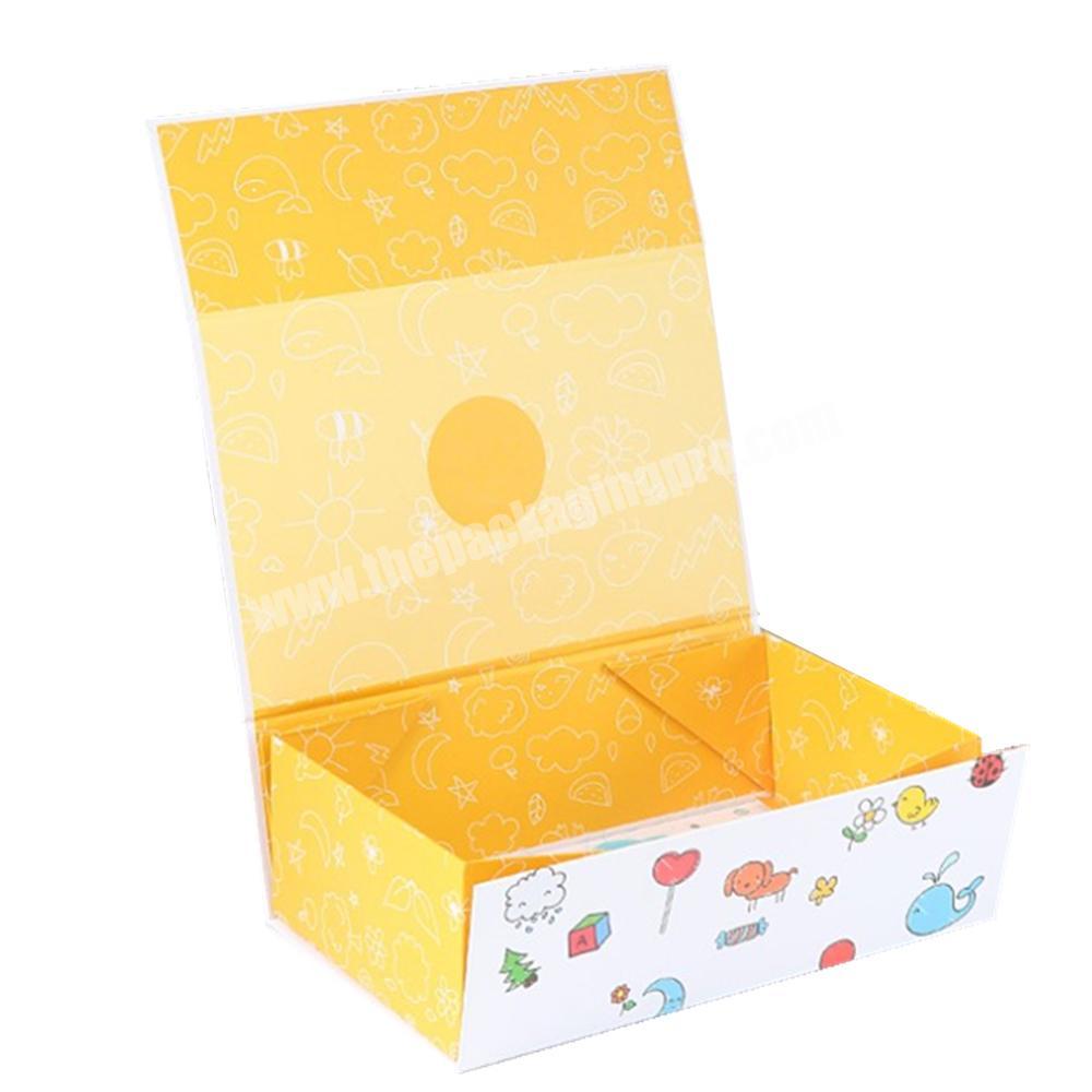 Custom logo luxury yellow cardboard magnetic folding gift box magnet closure