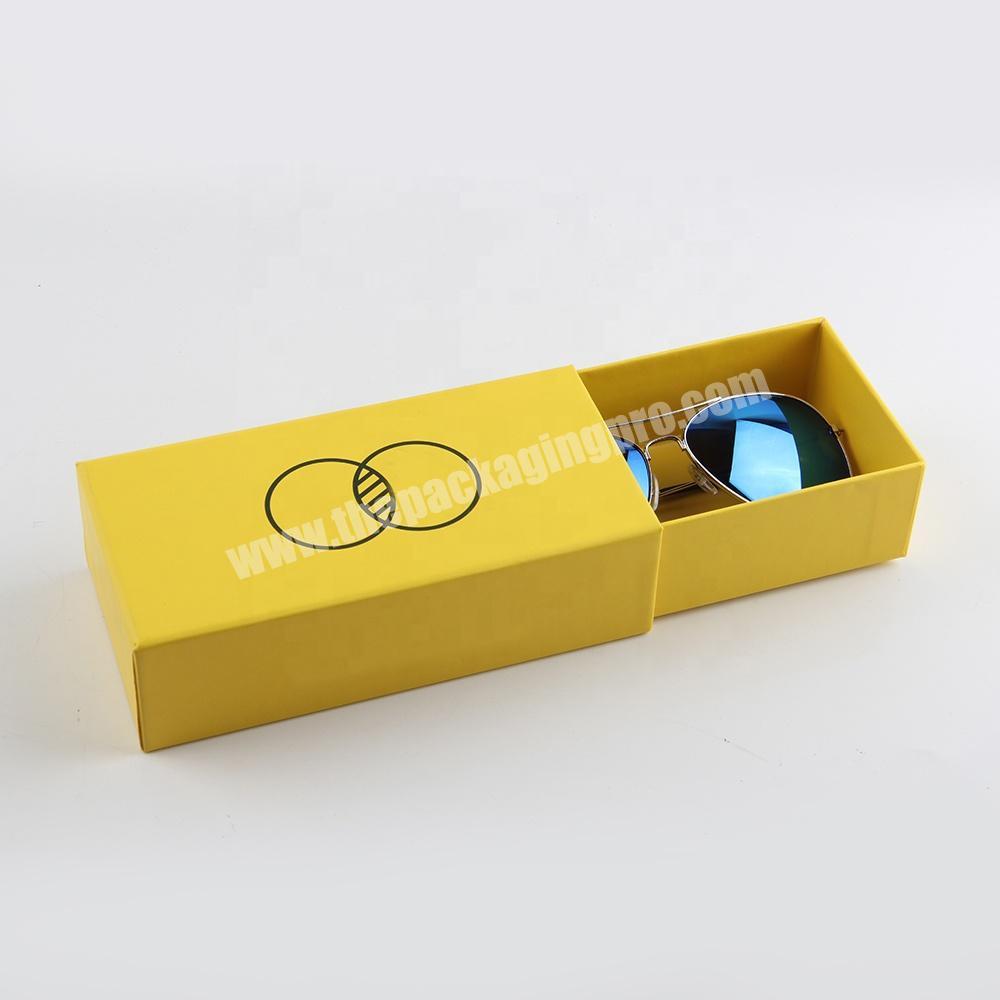 custom logo luxury yellow drawer paper sunglass cardboard box
