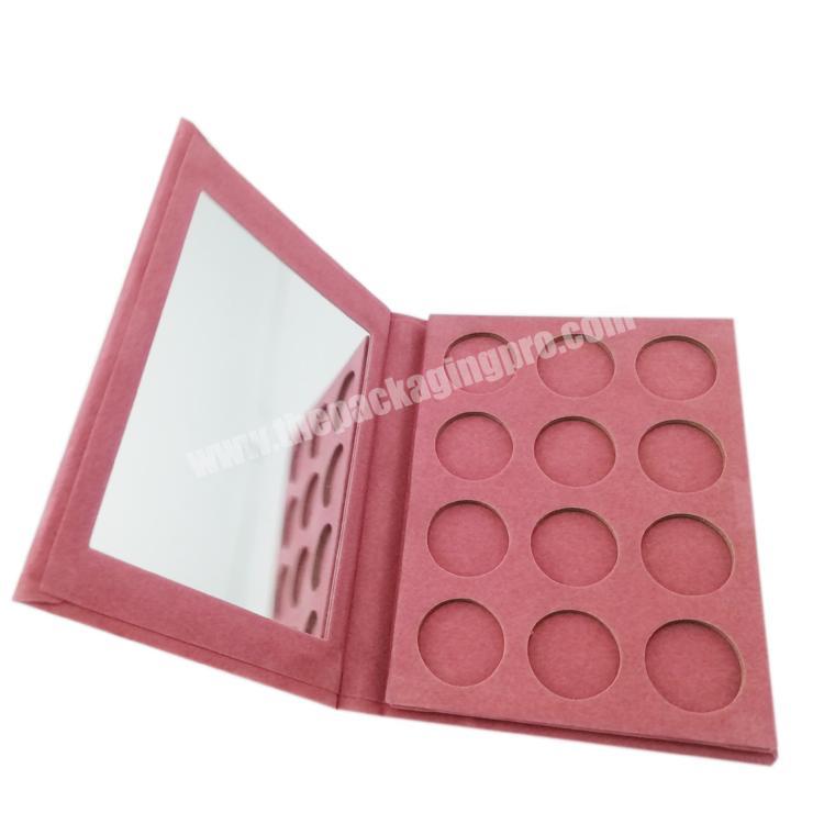 custom logo magnetic empty private label velvet eyeshadow palette packaging boxes with mirror