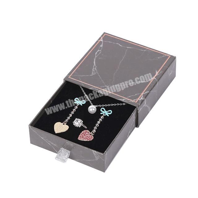 Custom Logo Marble Cardboard Paper Ring Earring Jewelry Boxes Packaging Gift Wedding Drawer Box