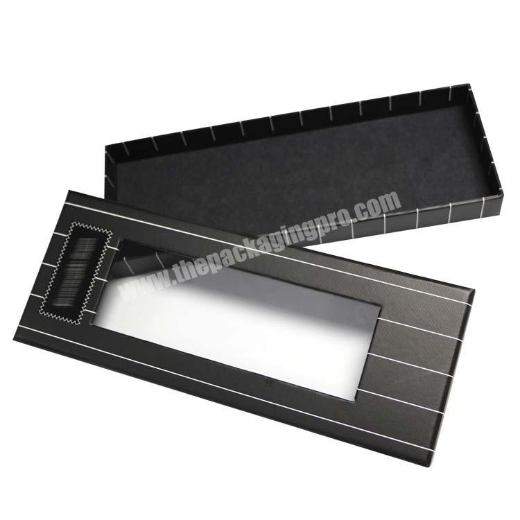 Custom Logo Paper Cardboard Packaging Empty Black  Box With Window