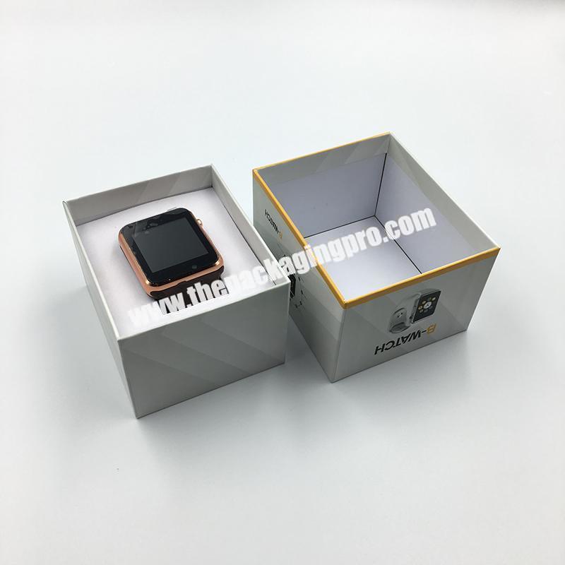 Custom Logo paper gift Packaging Single Watch Box With Cardboard Foam sponge Insert