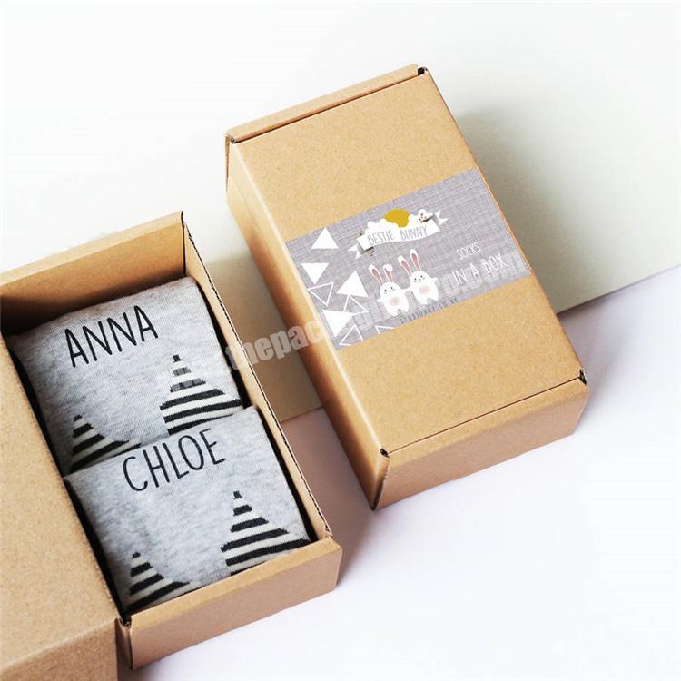 Custom Logo Paper Post Cards Socks Gift Packaging Kraft Box With Slot Lock