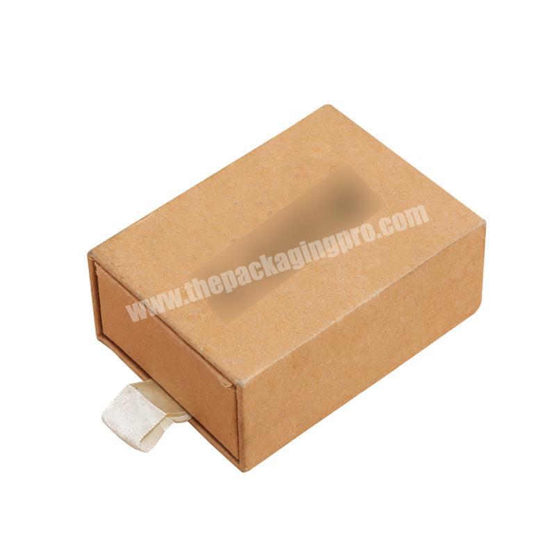 custom logo paperboard mini kraft brown slide out drawer perfume fragrance packing box