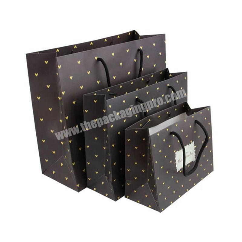 Custom Logo Print Black Shopping Paper Bag Clothing Shoe Packaging High Quality Gift Paper Bag