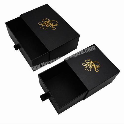 Custom Logo Print Wallet Box Gift Set Belt Boxes Jewelry Black Storage Pack Drawer Box for Hair Extension Beauty Herb Packaging