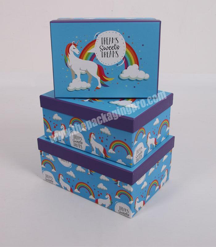 Custom Logo Printed Cardboard Gift Boxes Set Of 3PCS For Kids
