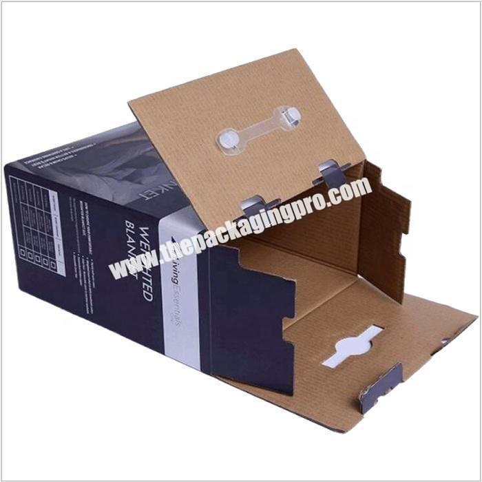 Custom logo printed corrugated packaging paper box with plastic handle