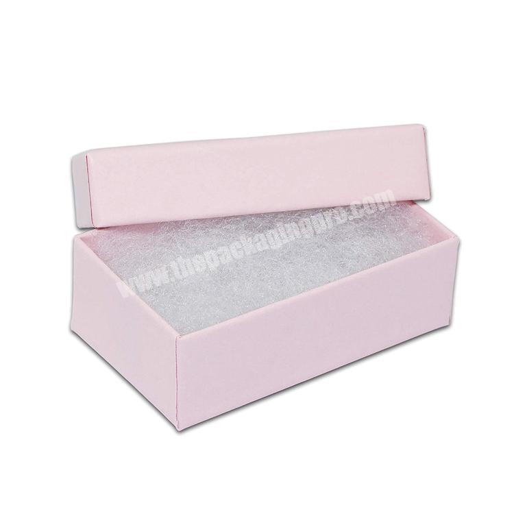 Custom logo printed jewelry boxes Cotton Filled Cardboard Paper Box Gift Case - Pink