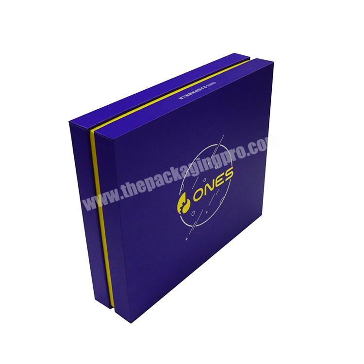 Custom logo printed luxury blue storage cardboard gift box with lid