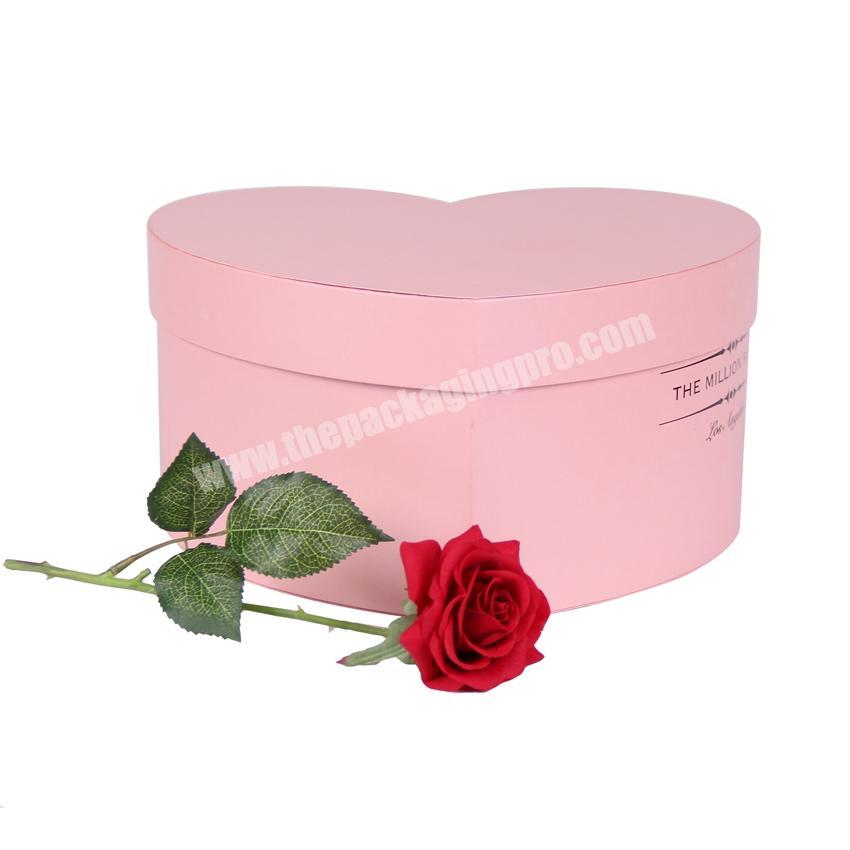 Custom logo printed luxury heart shape packaging flower box with lid