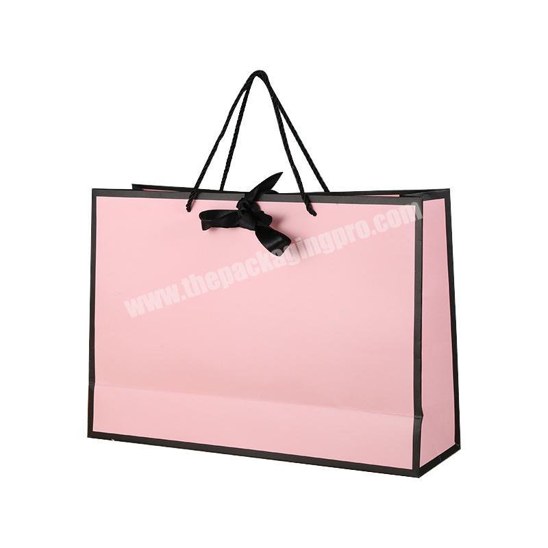 Custom Logo printed Pink Paper Shopping Bag for Candy Wedding Cosmetic Clothing Cloth paper bag