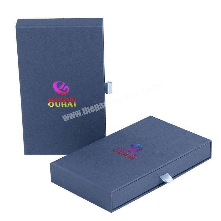 Custom logo printed slide cardboard drawer paper gift box with iridescent logo