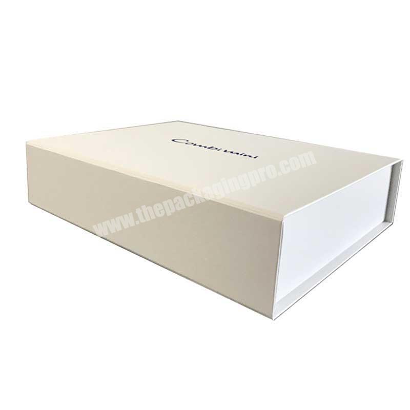 Custom logo printed white magnetic gift box with magnet closure lid