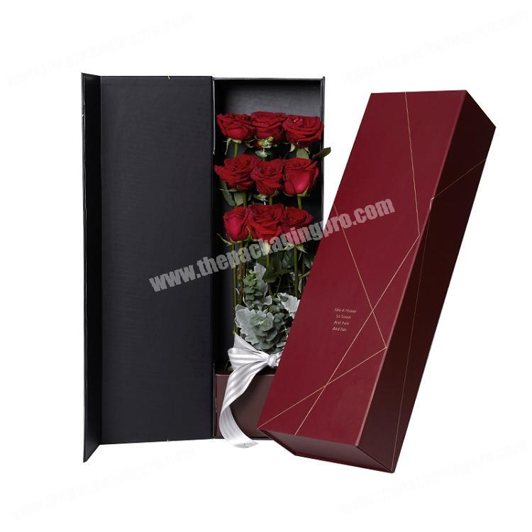 Custom Logo Printing Flip Top Gift Box Magnetic Closure Flat Shipping Foldable Luxury Flower Packaging