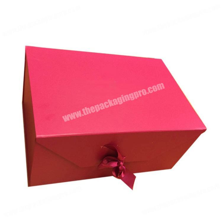 Custom Logo Printing Flip Top Gift Box Ribbon Closure Cardboard Gift Box Packaging