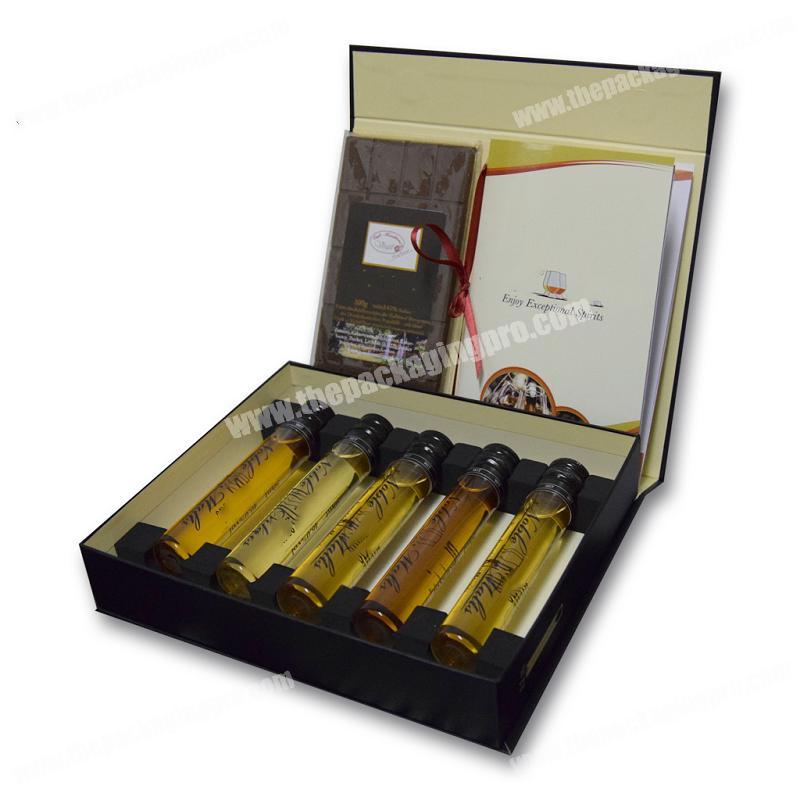 Custom logo printing magnetic wine whiskey tasting bottle gift box