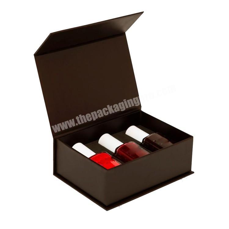 Custom Logo Printing Nail Polish Packaging Black Magnetic Gift Box