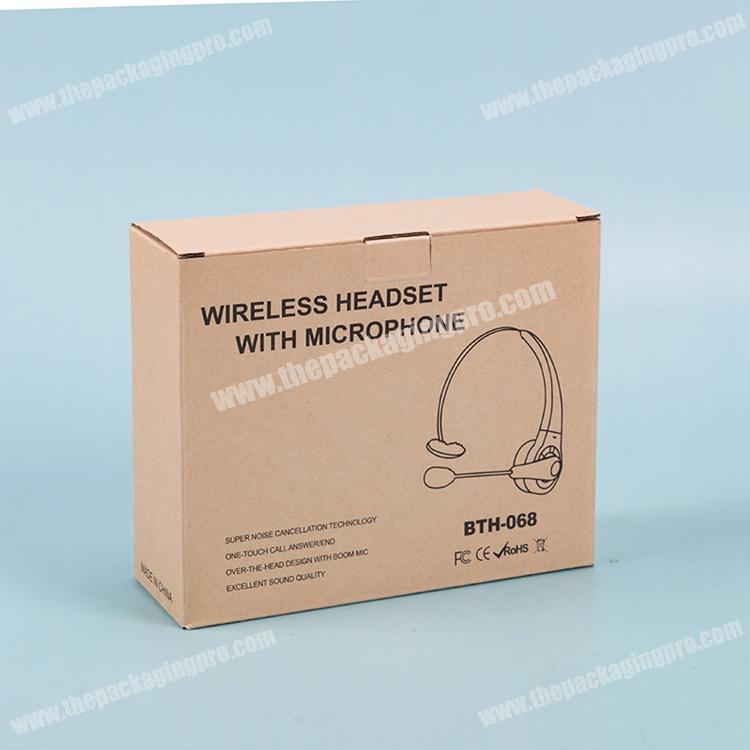 Custom Logo Printing Paper Kraft Folder Type Boxes Corrugated Products Packaging Box for wireless headset with microphone