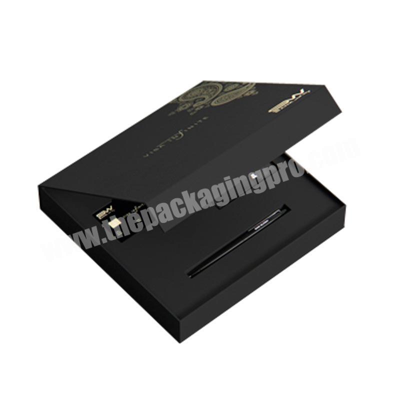 Custom Logo Printing Paper Rigid Magnetic Rectangular Fashion Clothing black boxes for gift pack