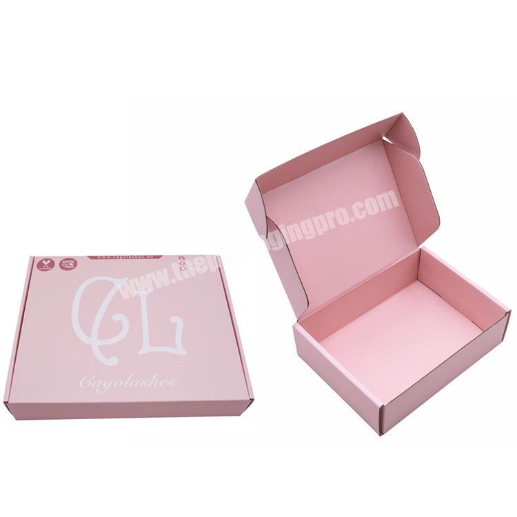 Custom logo printing pink corrugated mailer box packaging lashes cosmetics paper gift box