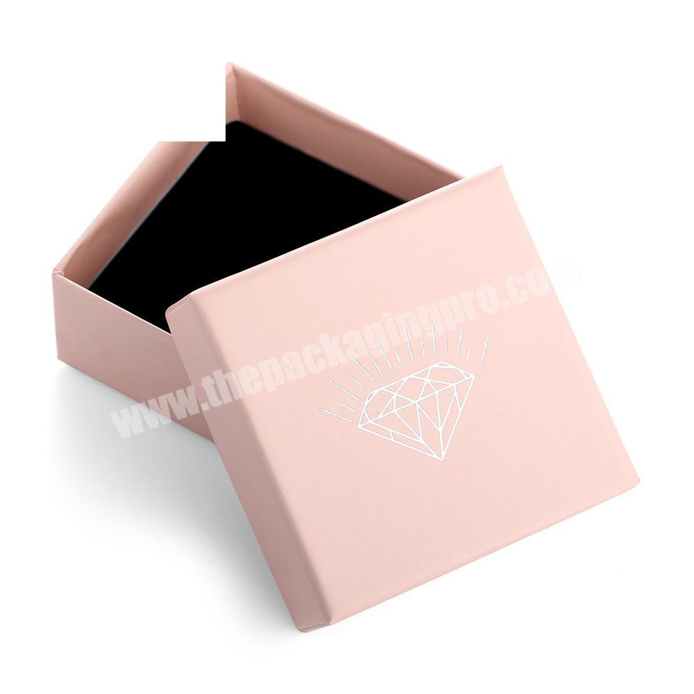Custom logo printing pink paper ring jewelry box wholesale earrings cardboard jewelry display box