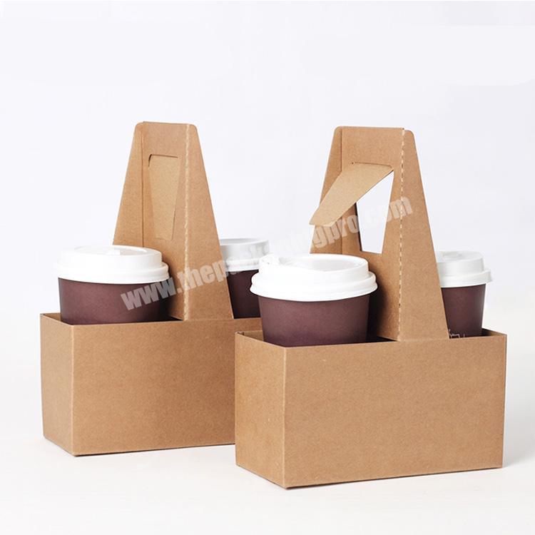 Custom Logo Printing Reusable Takeaway Paper Coffee Cup Holder Carrier With Handle