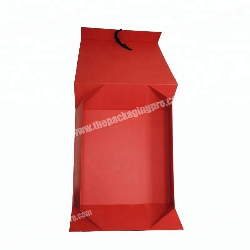 Custom Logo Red Paper Cardboard Flat Ship board Gift Box with Ribbon