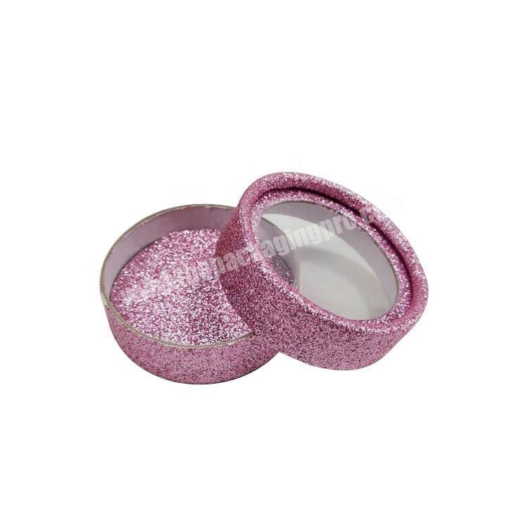 custom logo red paper empty round cylinder pink eyelash cosmetic container packaging glitter box