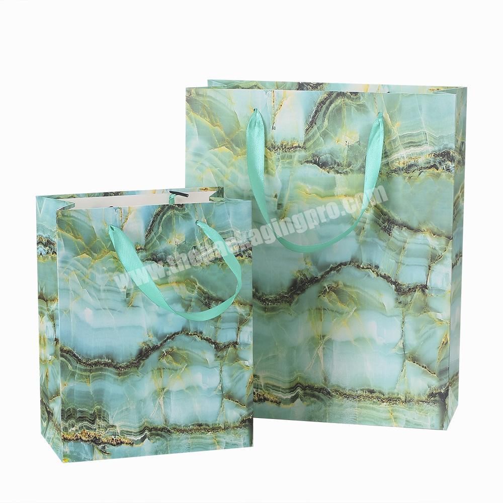 Custom Logo Reusable Folding Paper Marble Shopping Bag Gift Packaging Bag