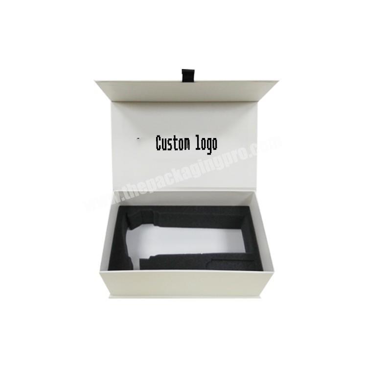 Custom Logo Rigid Cardboard Paper Packaging white Paper Flip Top Luxury Magnetic Closure Gift Box