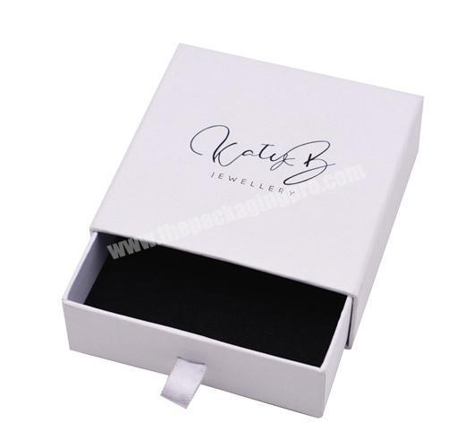 Custom Logo Rigid Sliding Out Gift Drawer Box With Foam Ribbon For Jewelry Accessory Bracelet pendantearring Storage Retail Box