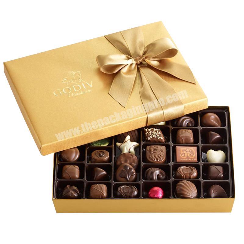 custom logo Silk Ribbon Rectangle Favor multi piece Chocolates Sweets Candies Gift Box Packaging