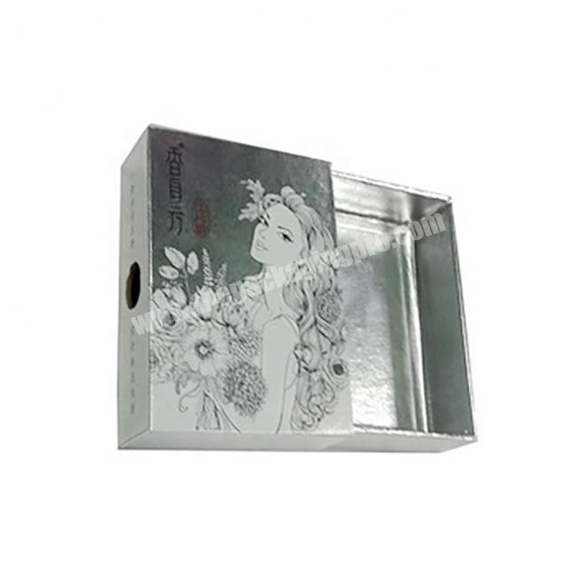 custom logo silver foil printing paper custom fragrance scented oil paperboard candle sliding drawer packaging case box