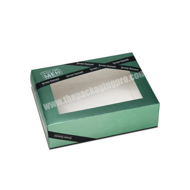 Custom Logo skin care and cosmetic green Card Paper Box With PET Window