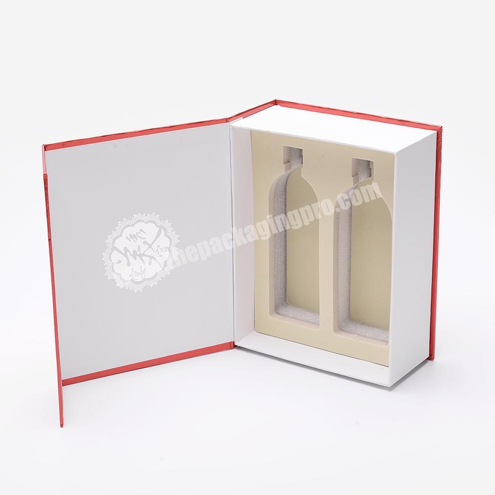 Custom Logo Square Bottle Essential Oil Wine Cardboard Magnetic Flap Gift Packing Box with Foam Inside