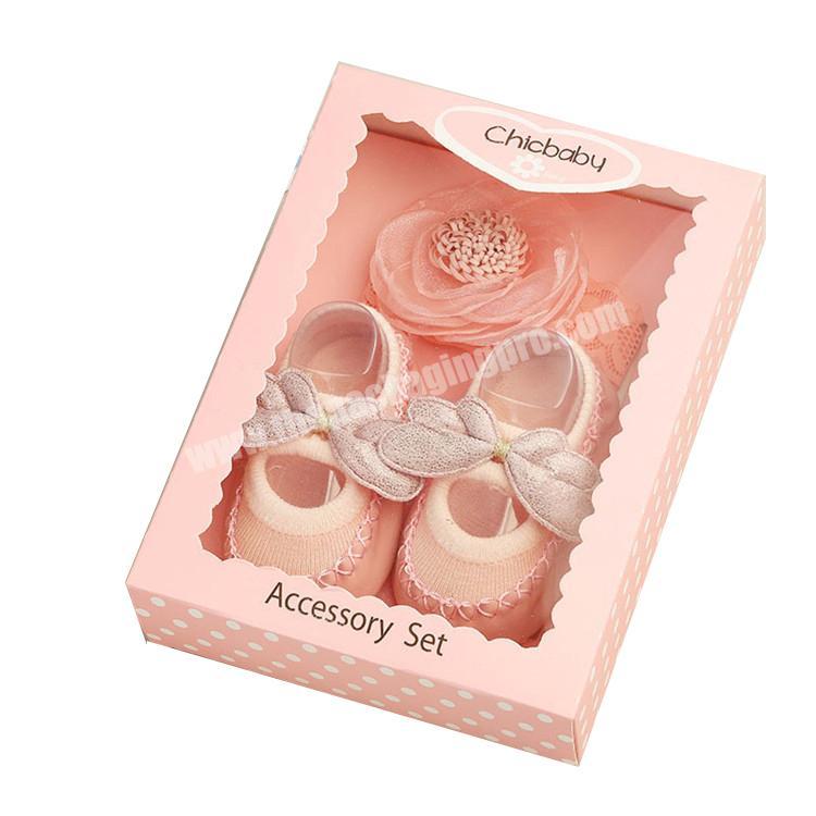 Custom Logo Storage Gift Packaging Small Window Baby Magnet Card Board Pull Out Sliding Drawer Shoe Box With Handles