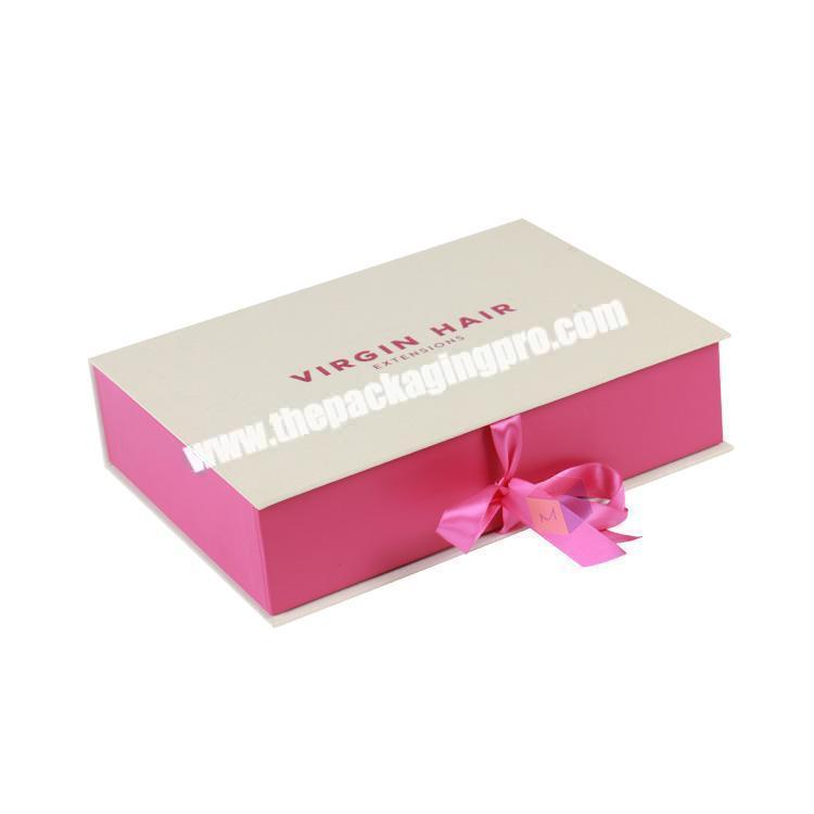 custom logo white and pink human hair packaging boxes