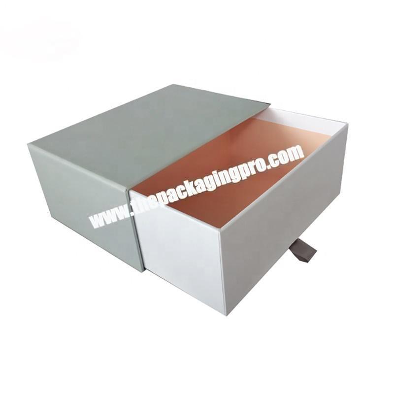 Custom Logo white Hard Rigid Cardboard Sliding Gift Packaging Paper Drawer Box