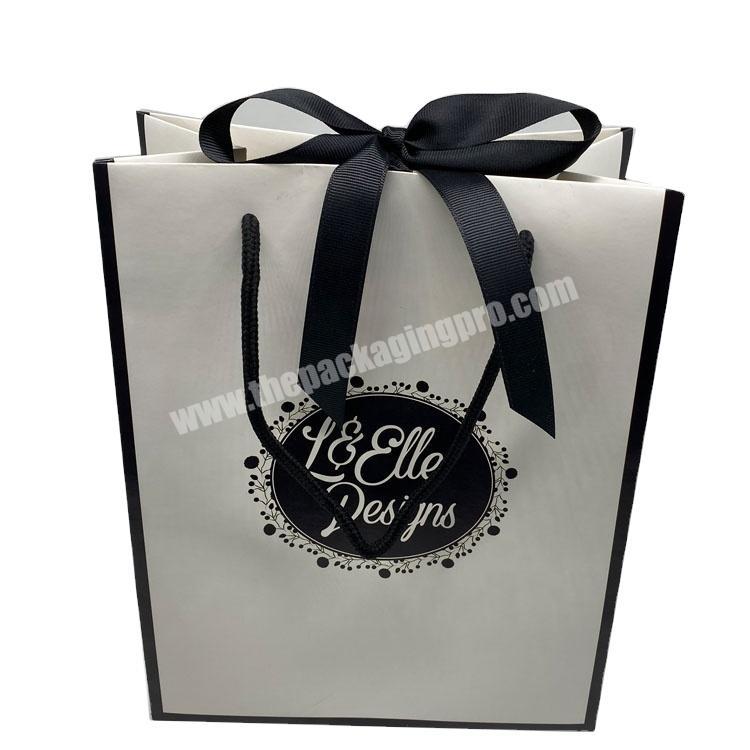 Custom Logo White  Printed Clothing Packaging Bag Apparel Shoe Gift Box with Ribbon