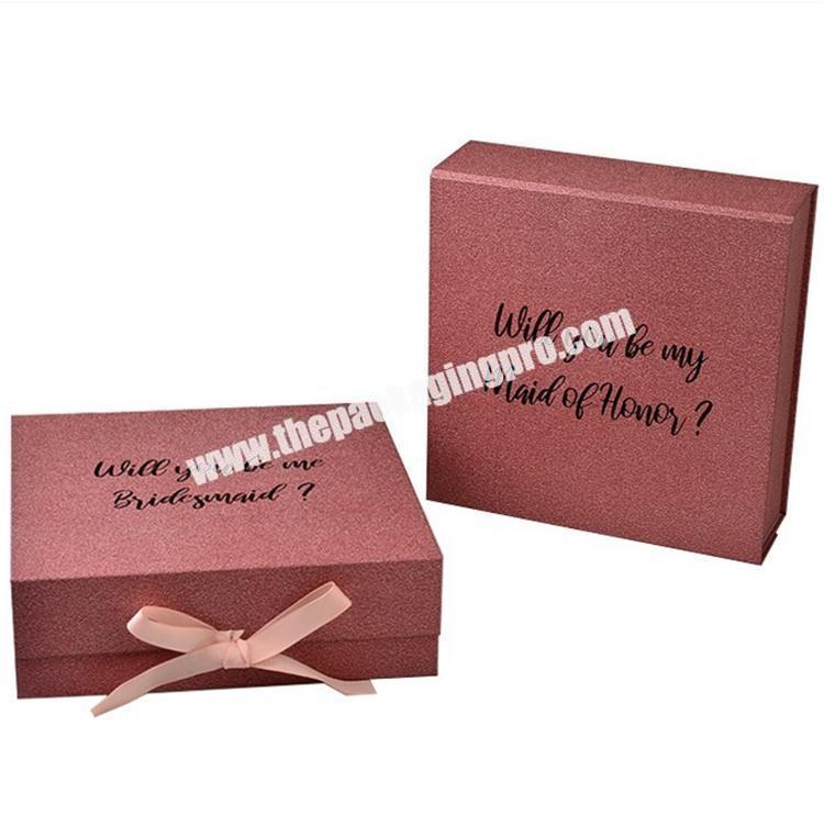 Custom logo wholesale factory direct foldable cardboard gift boxes with ribbon closure
