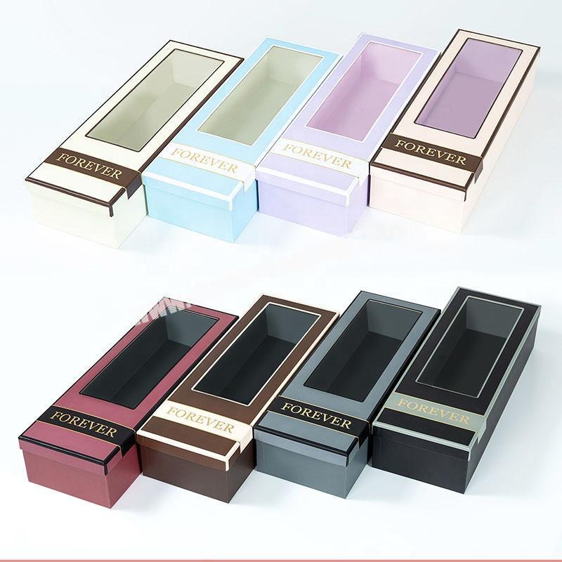 Custom Long Rectangular Flower Packaging Boxes With PVC Window