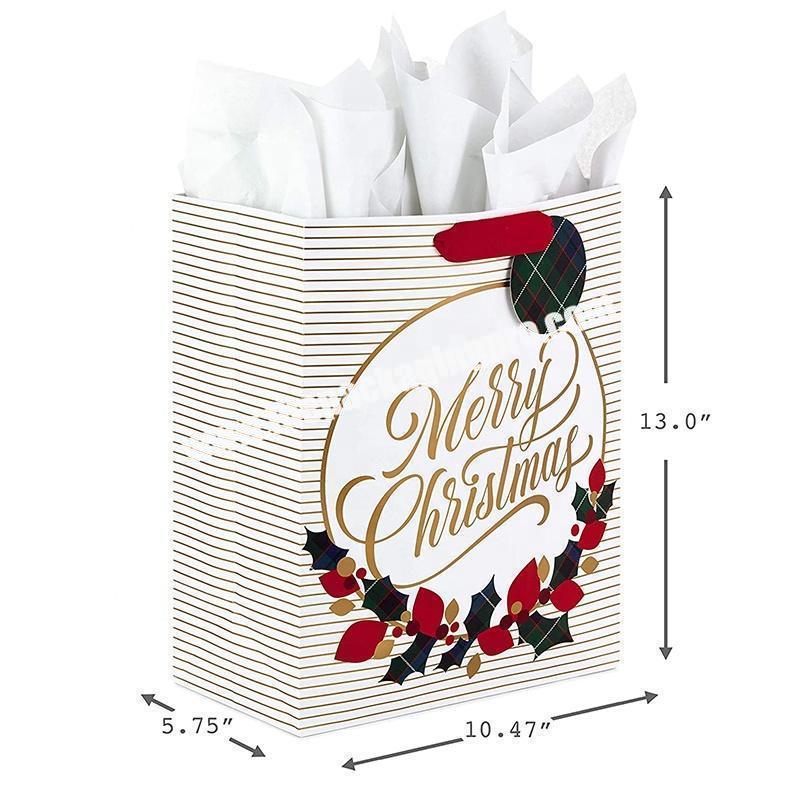 Custom Low Cost White Kraft Craft Merry Christmas Brown Paper Gift Bag