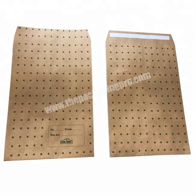 custom low moq brown kraft paper envelop merchandise bag