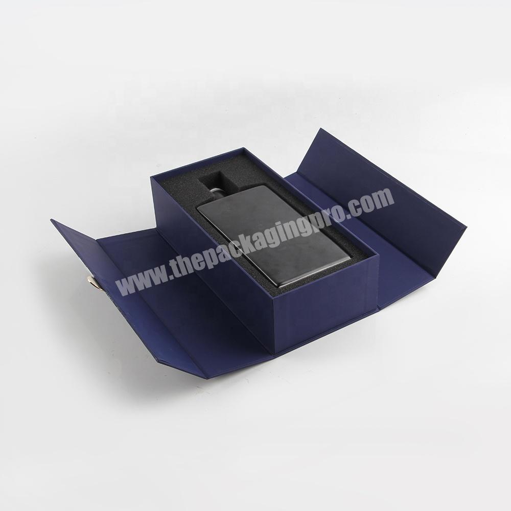 custom luxury black blue paper cardboard packaging wine bottle gift box
