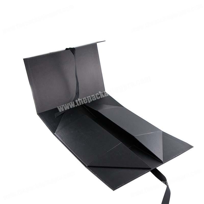 Custom luxury black cardboard foldable magnetic ribbon closure baseball cap packaging box