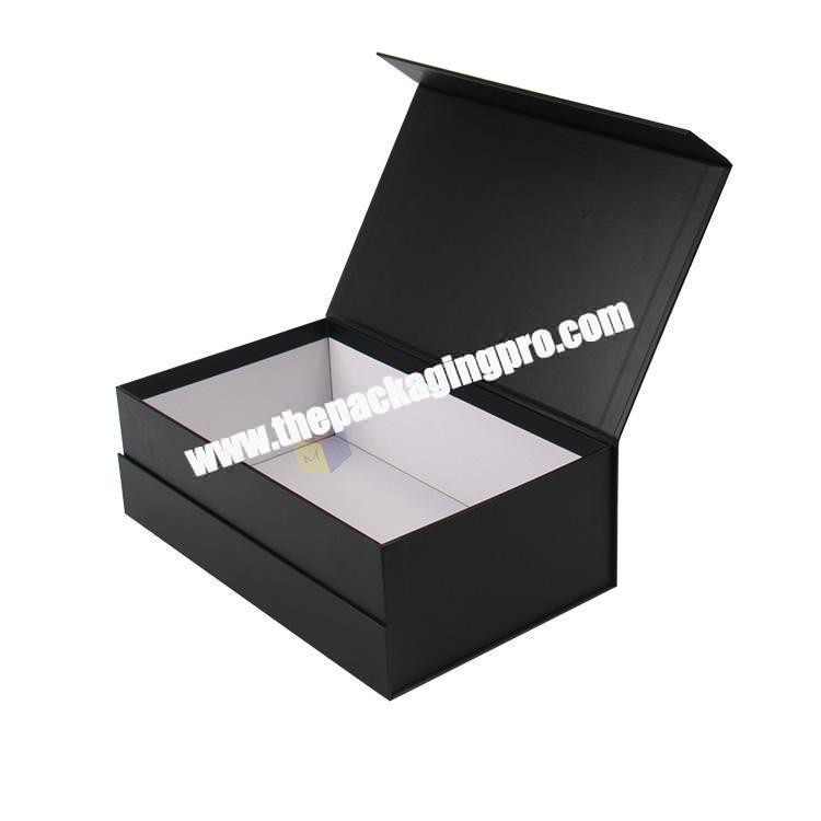 custom luxury black clamshell rigid cardboard packaging shoe box