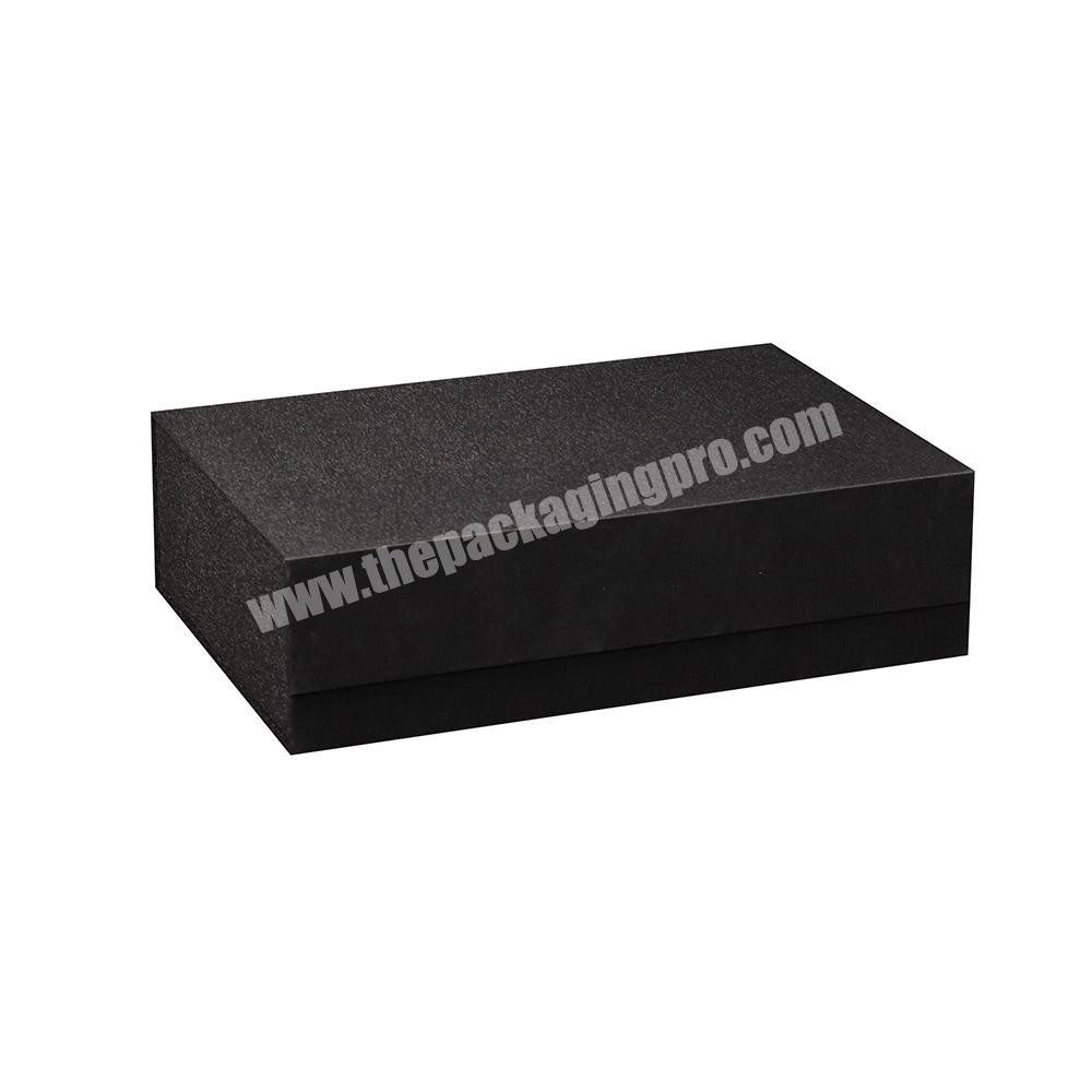 Custom Luxury Black Clothing Garment Shoes Foldable Book Shape Cardboard Rigid Magnetic Closure Large Gift Box