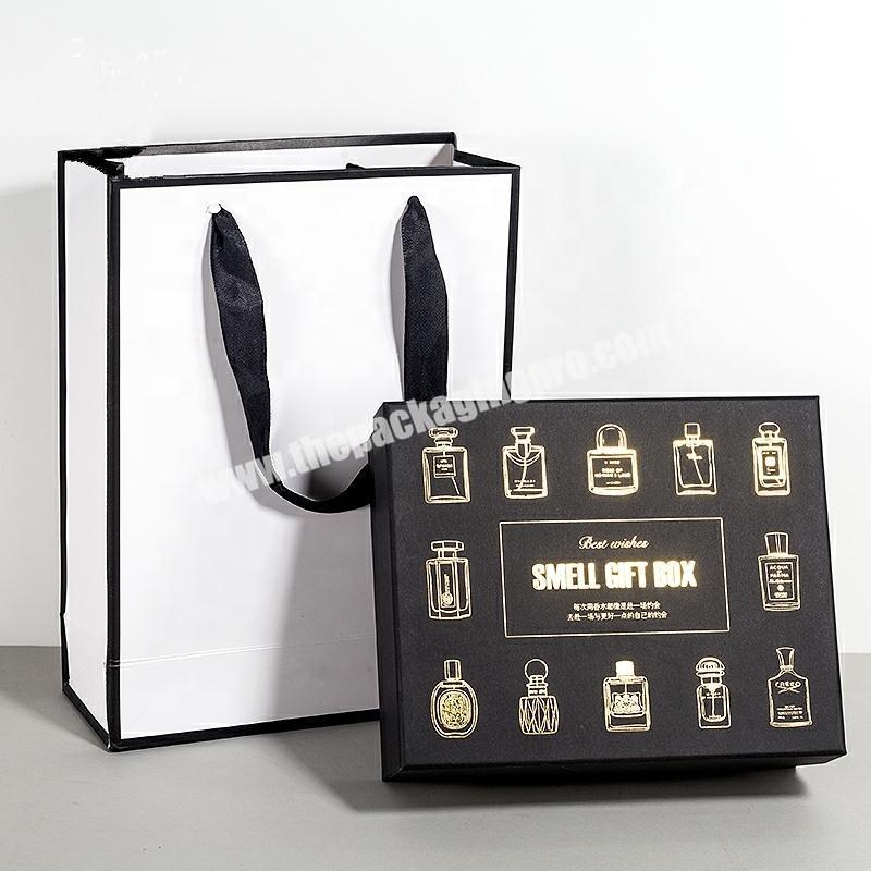 Custom Luxury BLack Kraft Paper Cardboard Thick Box Gift Packing Boxes Perfumes Lipstick Package With Logo Gold Stamping